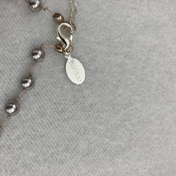 White House Black Market Gray/Crystal Bead Drop Necklace - Picture 5 of 6